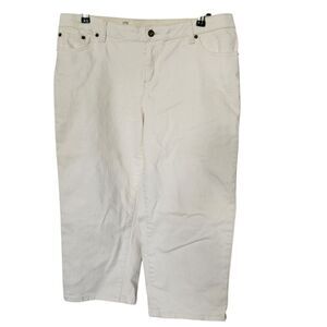 Liz Claiborne Womens Cream Everyday Ease Cropped Stretch Jeans Size 14